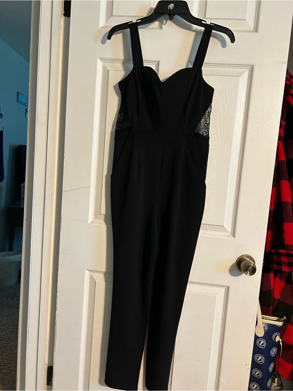 Women’s Black Lace-Panel Jumpsuit